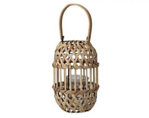 Dřevěná lucerna 15x22 cm, přírodní hnědá