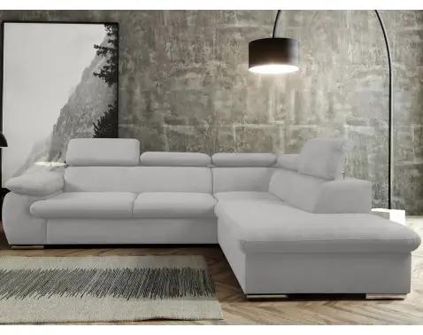 Rohová sedací souprava Viera, světle šedá strukturovaná látka, pravý roh