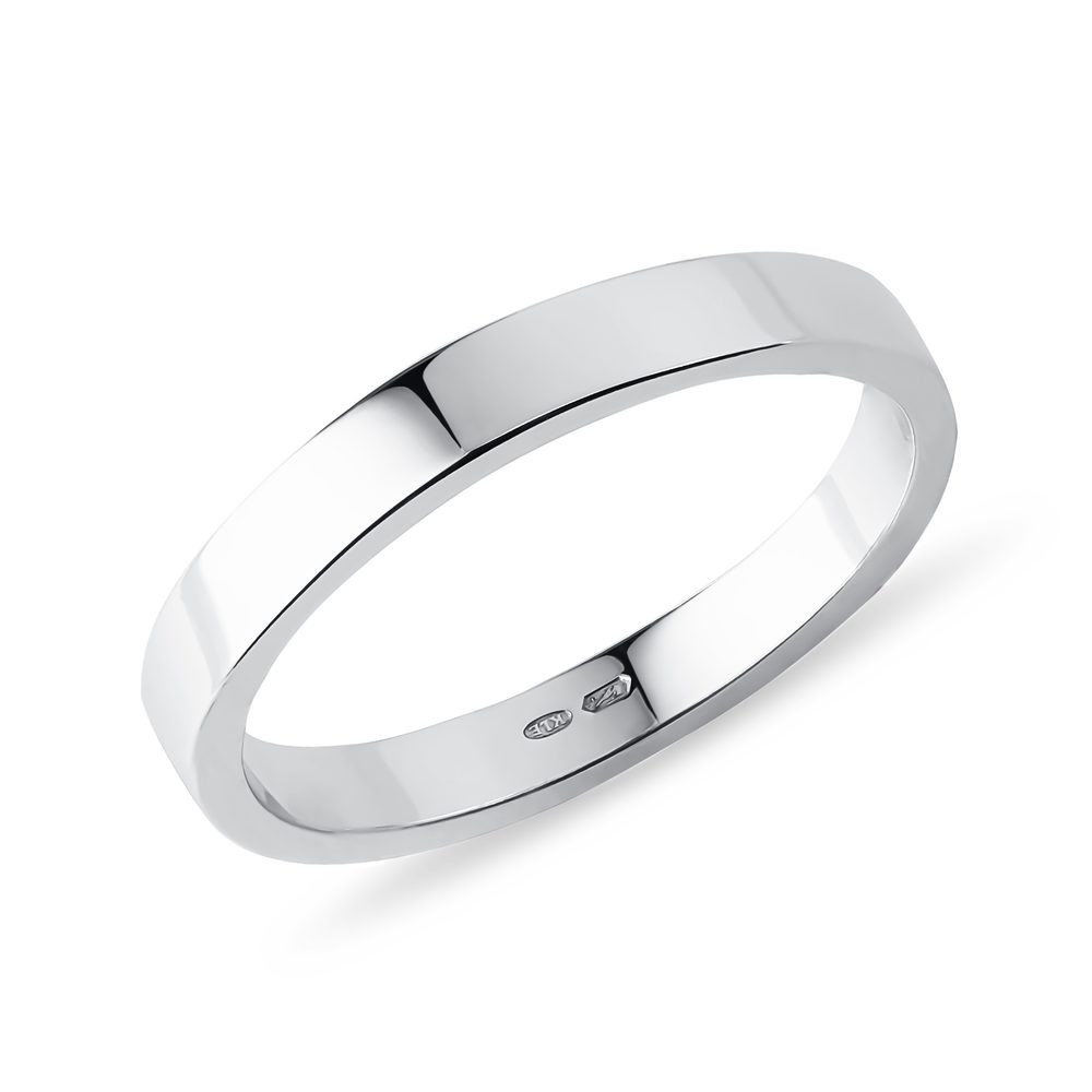 Dámský snubní prsten bez kamene v bílém zlatě KLENOTA