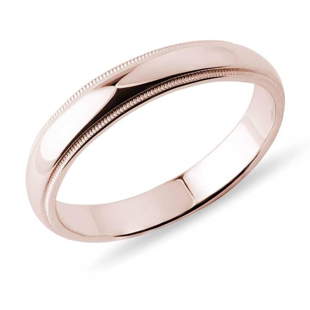 Pánský 4mm snubní prsten z růžového zlata s detailem KLENOTA