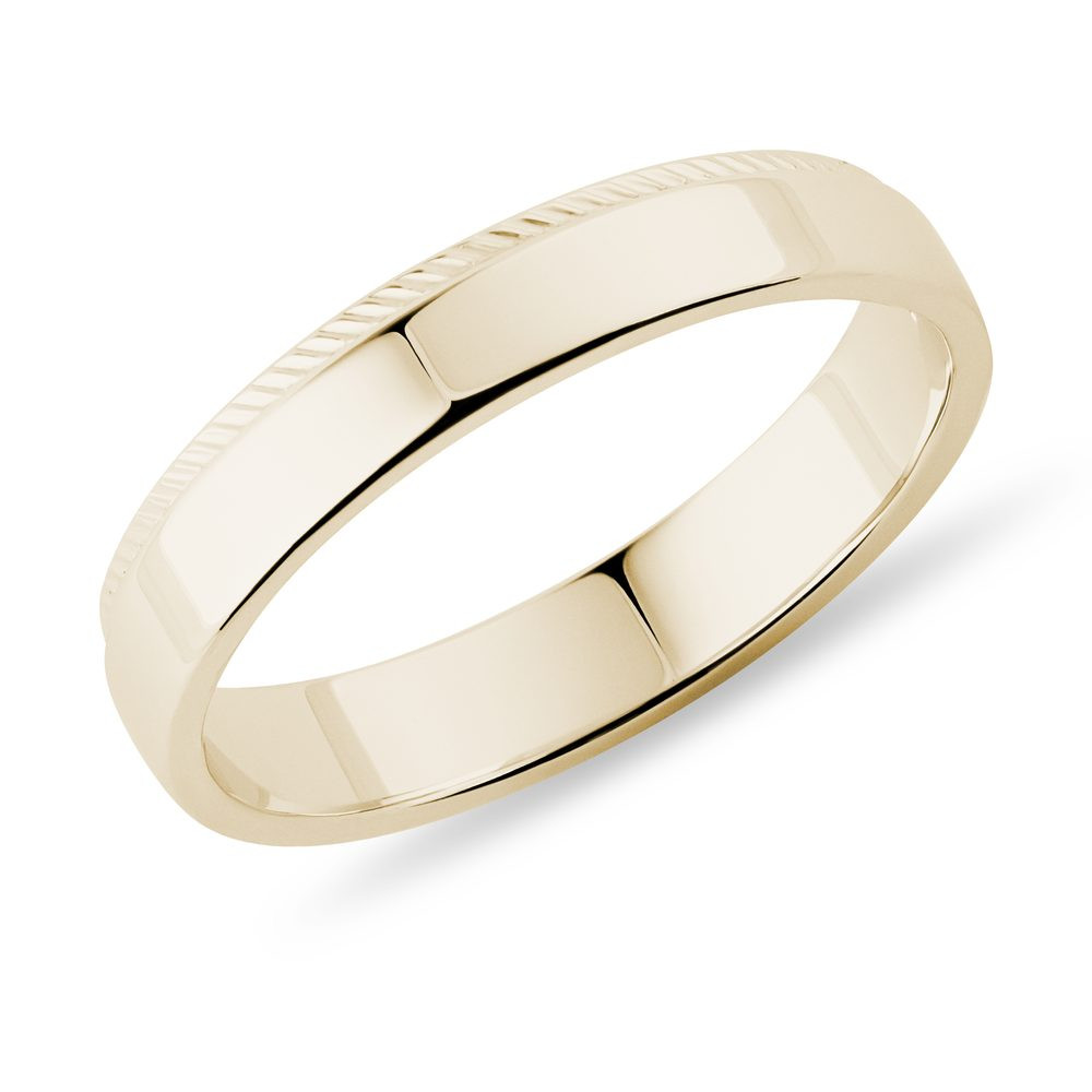 Zlatý pánský snubní prsten s úpravou milgrif KLENOTA