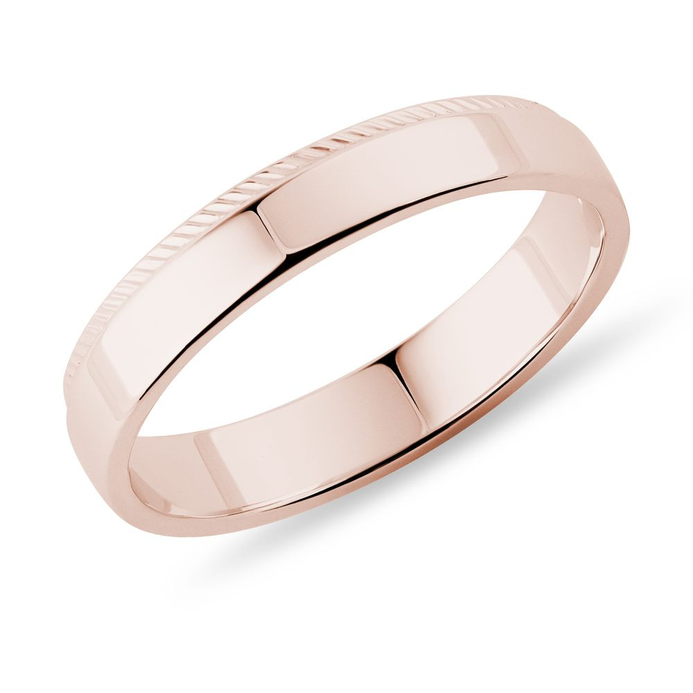 Pánský prsten s úpravou milgrif v růžovém 14k zlatě KLENOTA