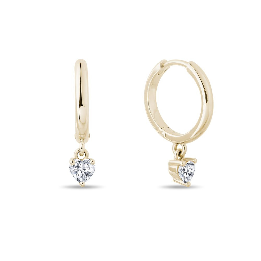 Zlaté kruhy s přívěskem ve tvaru srdce KLENOTA