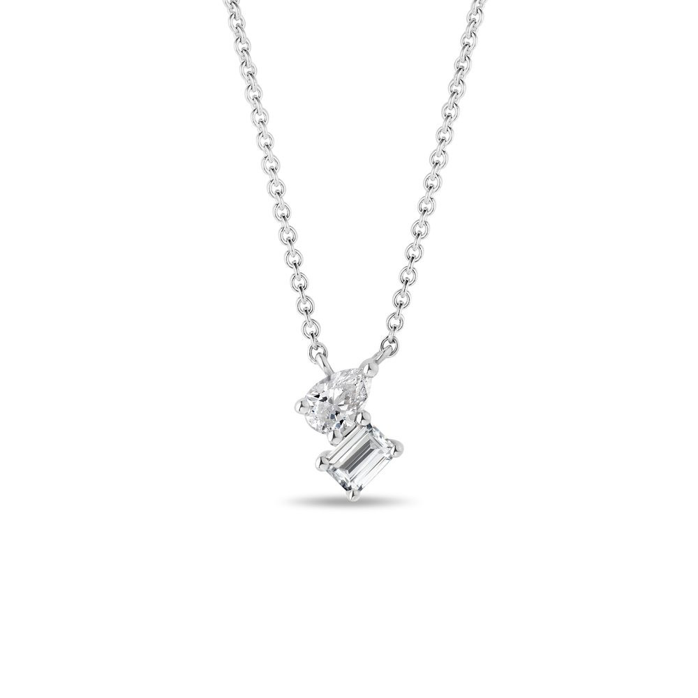 Diamantový náhrdelník cluster v bílém 14k zlatě KLENOTA