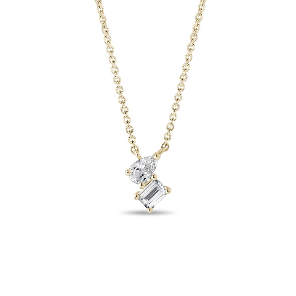 Diamantový náhrdelník cluster ve žlutém 14k zlatě KLENOTA