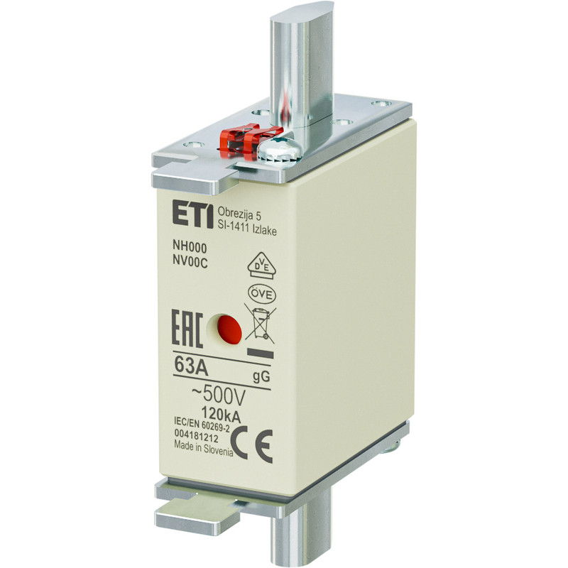 Vložka pojistková nožová ETI NH000 63 A