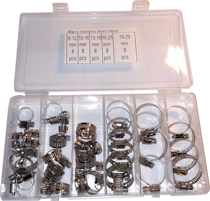 Hadicová spona - sada 40ks hadicovýych spon (6-29mm)
