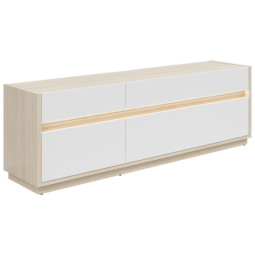 Hom`in KOMODA POD TELEVIZI, bílá, barvy dubu, 173,5/58,2/42 cm