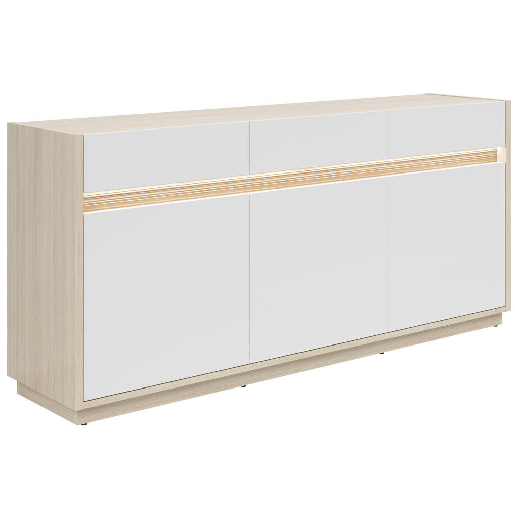 Hom`in ŠIROKÁ KOMODA, bílá, barvy dubu, 173,5/80,8/42 cm