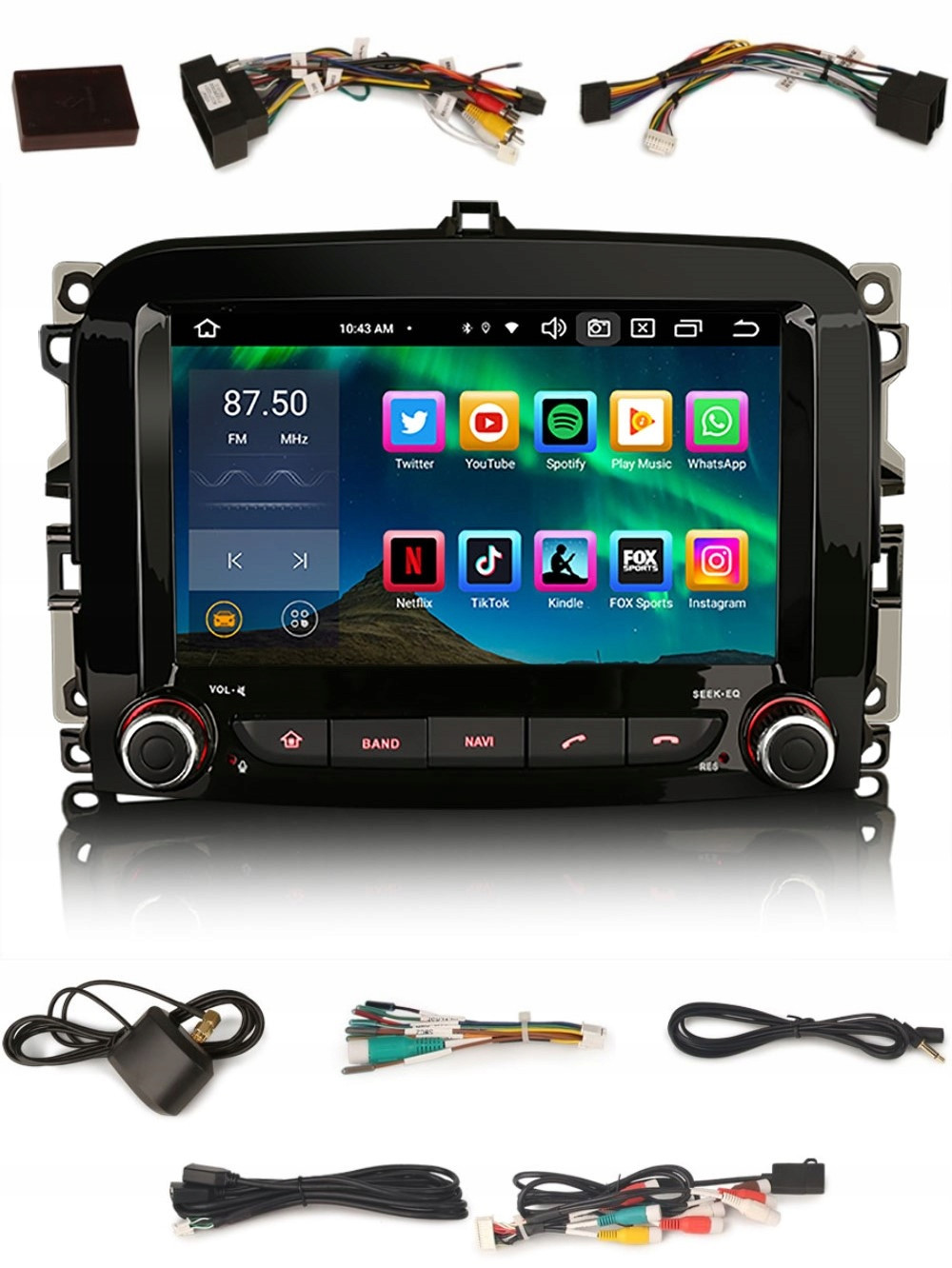 Navigace Rádio 2DIN Android Fiat 500L 4/64 Gb Dsp Carplay Lte