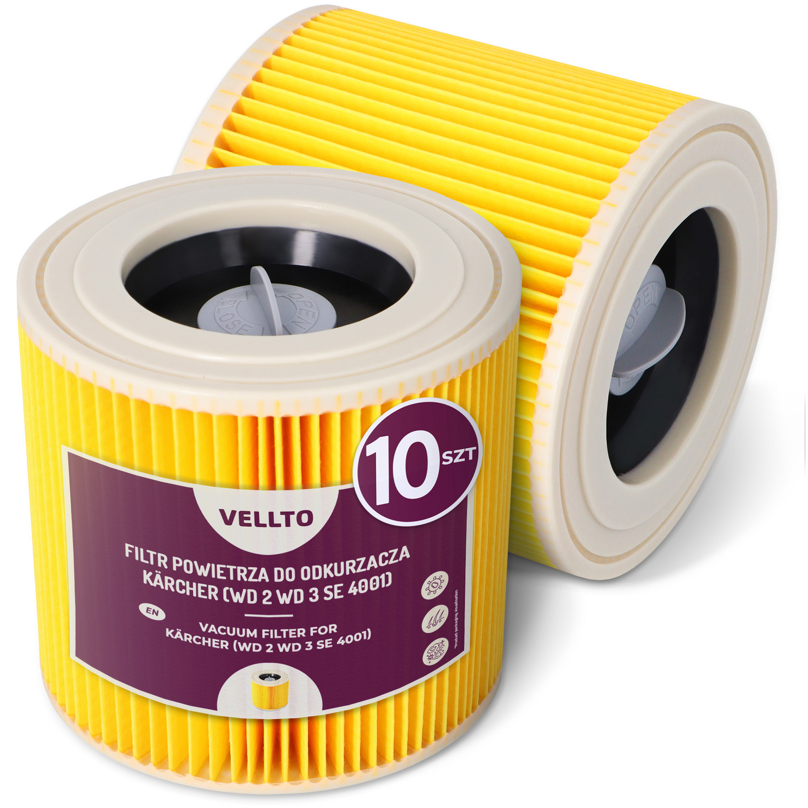 10x Vzduchový Filtr pro Kärcher WD3 WD2 Se 4001 MV2 MV3 NT27 A 2004 WD3.200
