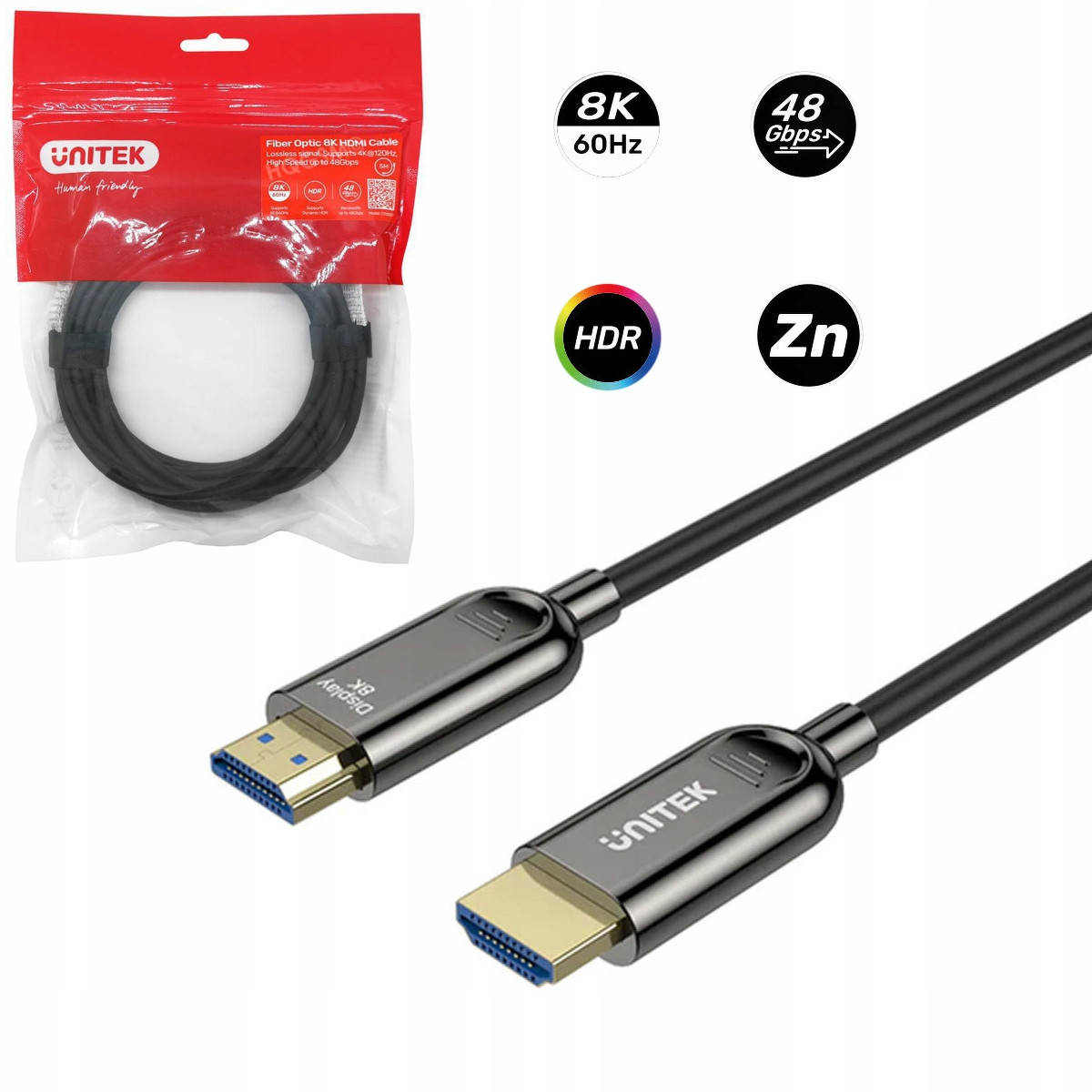 Kabel Hdmi 2.1 Optický Aoc 8K/60Hz 4K/120Hz 5m pro instalaci