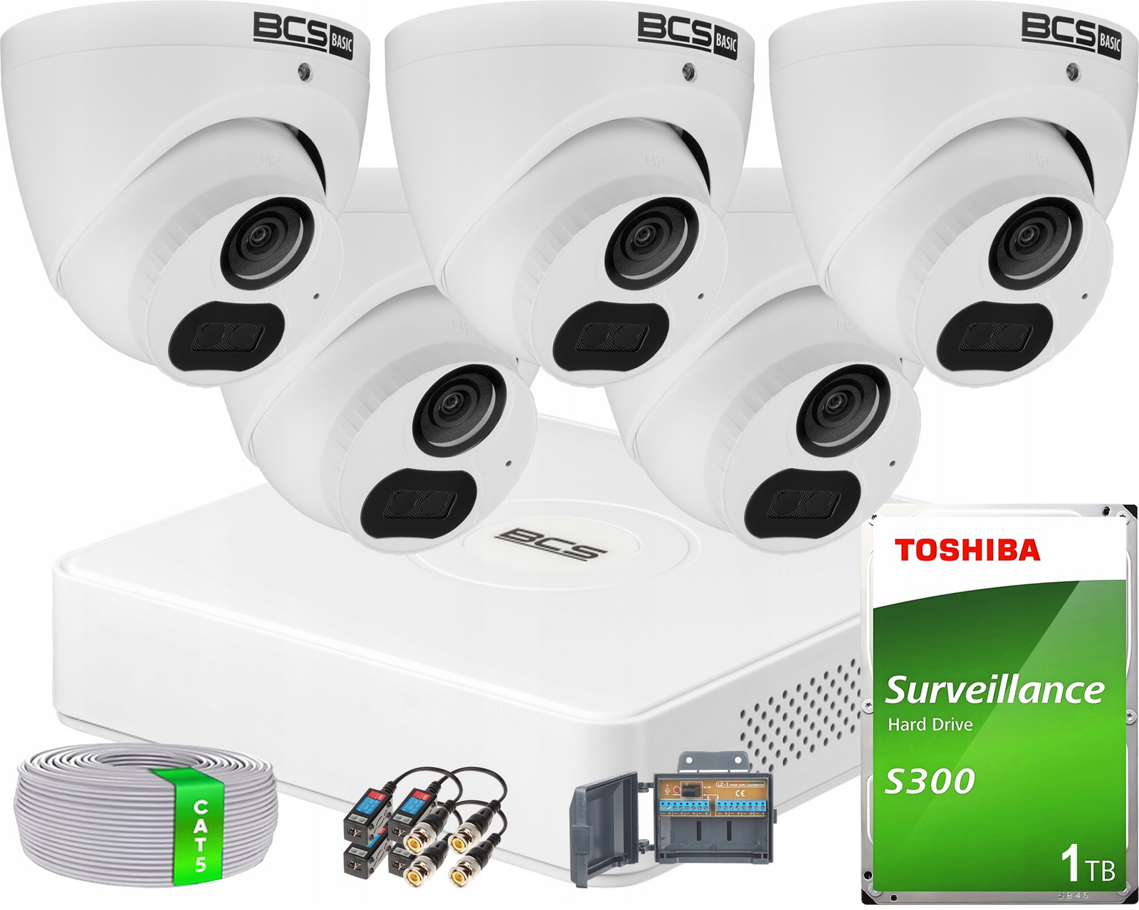 Monitorovací sada s analogovou kamerou 5x BCS-B-EA15FSR4(2.0) 5MPx 1TB disk