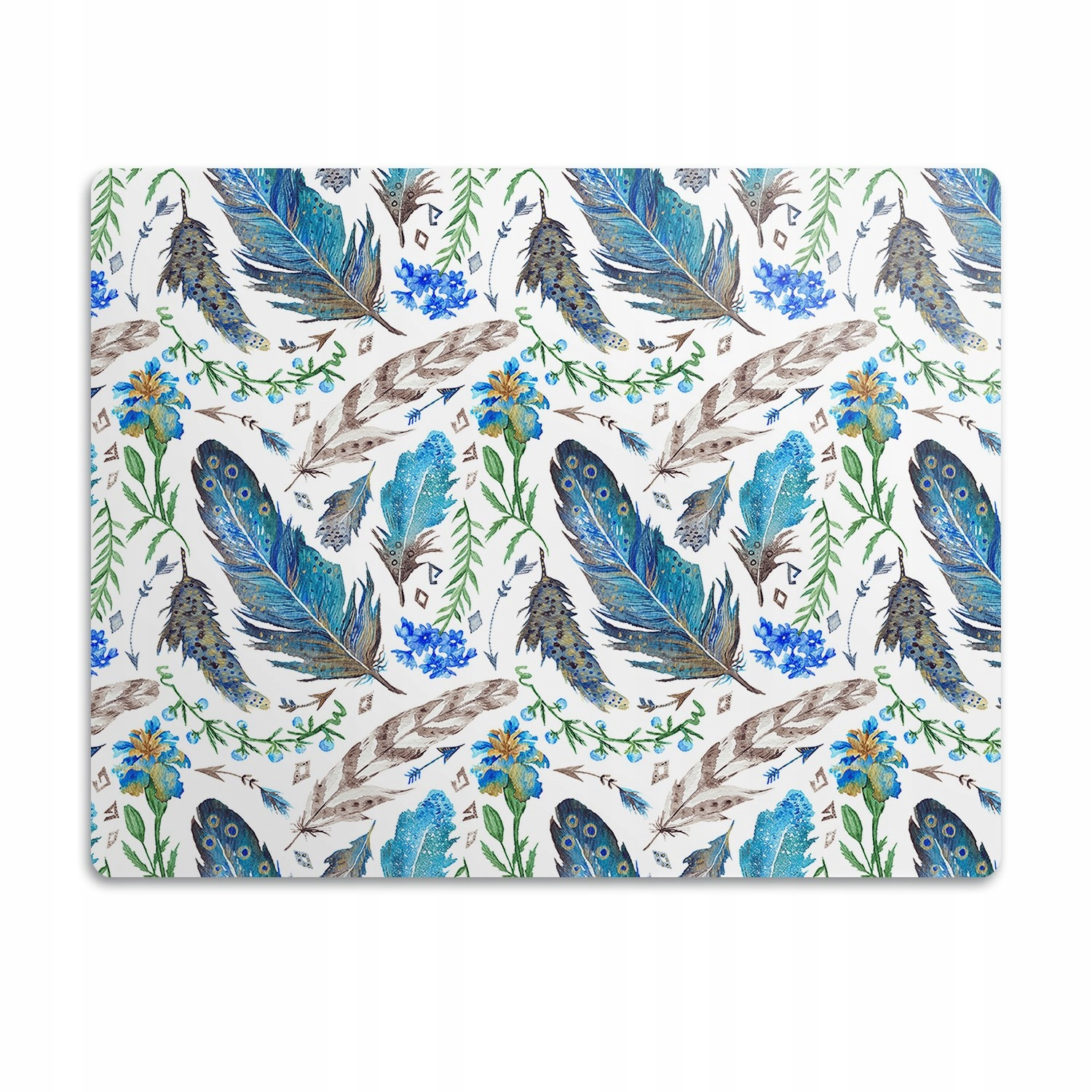 Pro kočky podložka pod misky Peří modrá 60x40