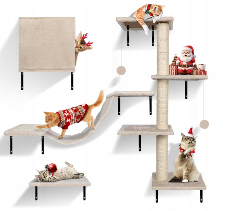 10- Dílná Lezecká Stěna Pro Kočky Do 10 Kg Velký Závěsný Most