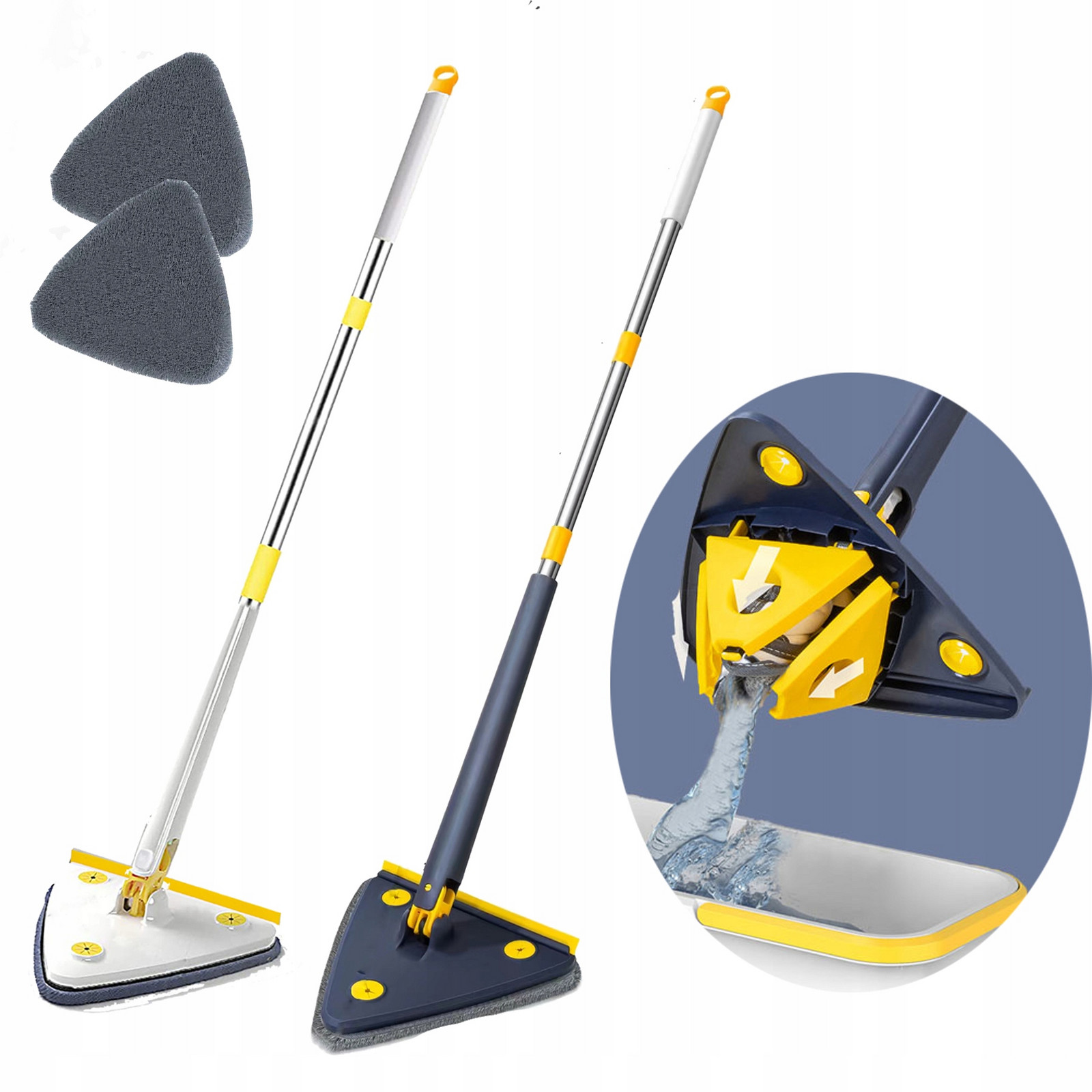 2v1 Trojhranný mop 360 Stěnový mop Utěrka 125CM