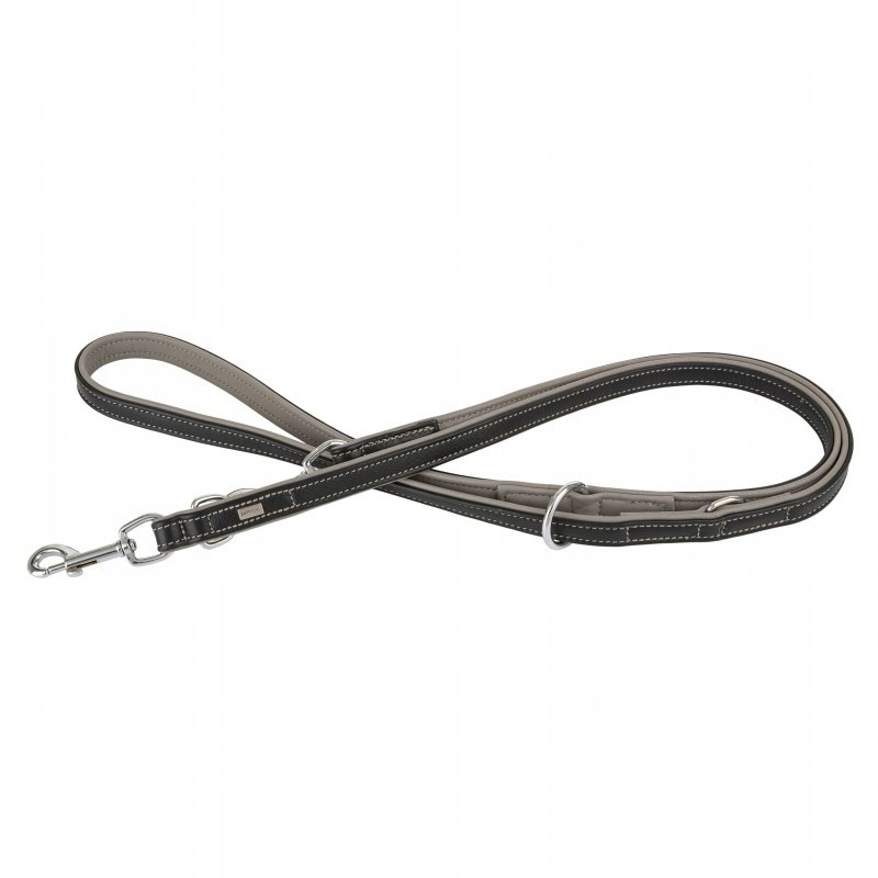 Vodítko kožené, XL: 25 mm 200 cm, černá/šedá
