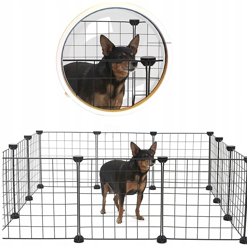 Černá Kotec Kovová Ohrada Pro Psa Kočku Štěněte Králíka 108 CM