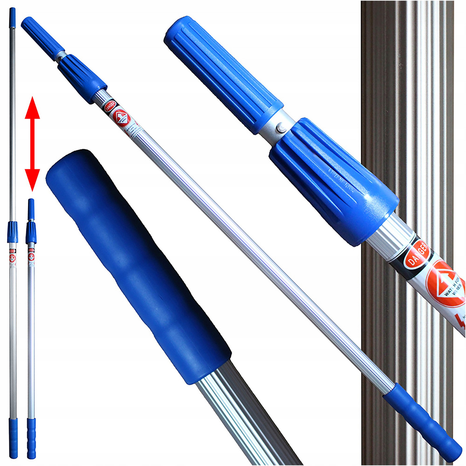 Hliníková hokejka na mop Teleskopická tyč Raypath 220 cm Na okna podlah