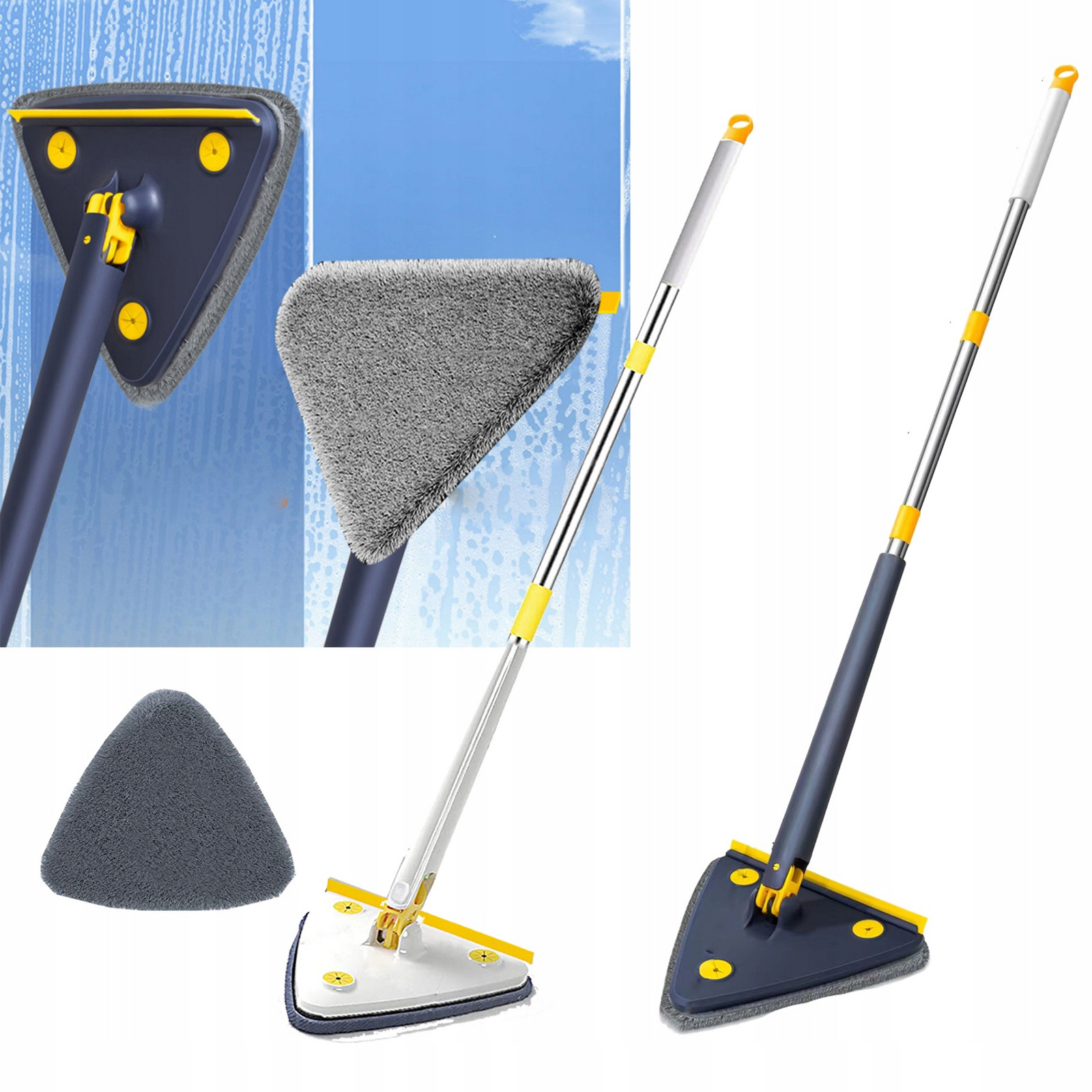 2v1 Mop Trojkatný Maly 360 Otáčky Nastavení 125cm
