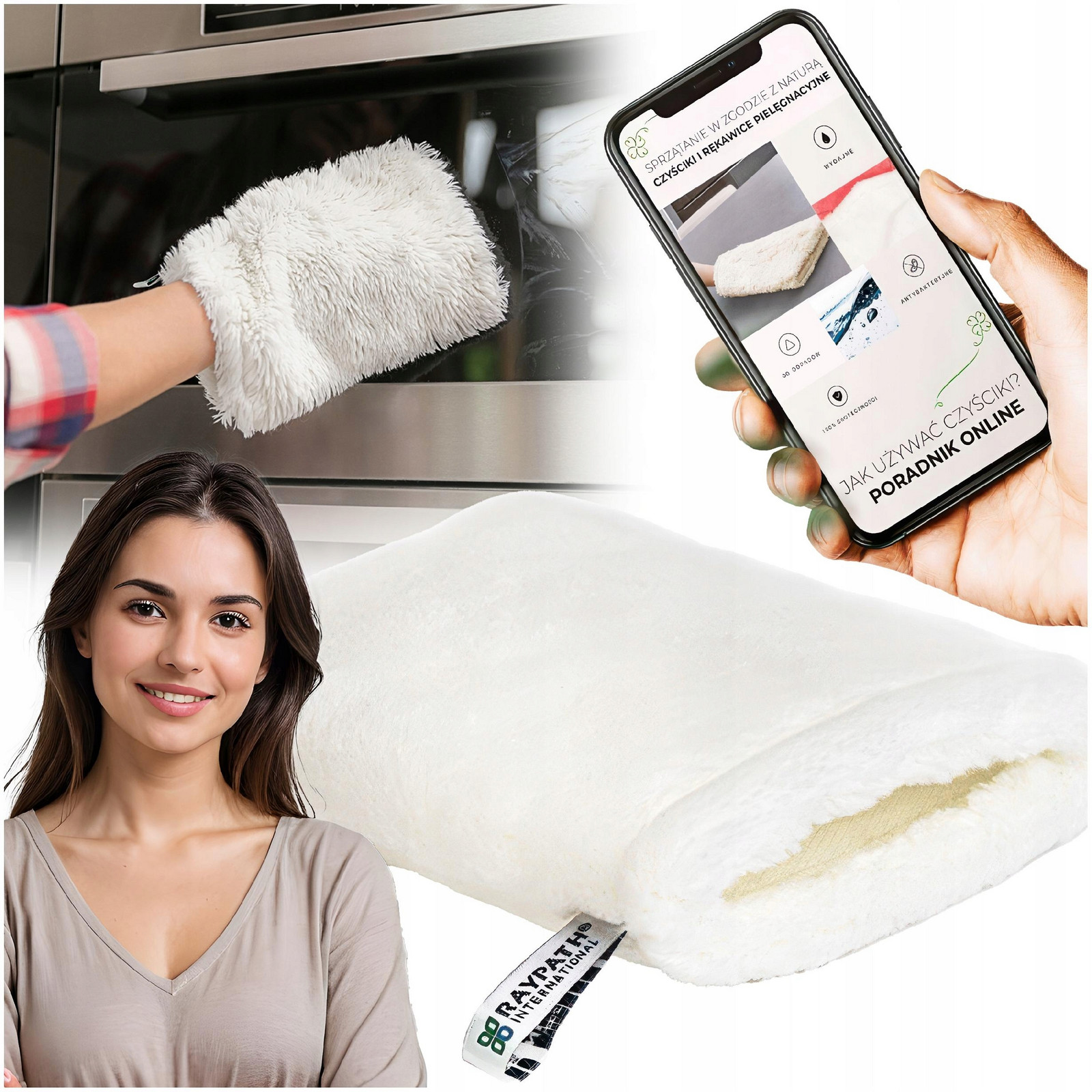 Raypath Rukavice Bílá Čistící Za Mokra S Nanostříbrem Kuchyně Koupelny L