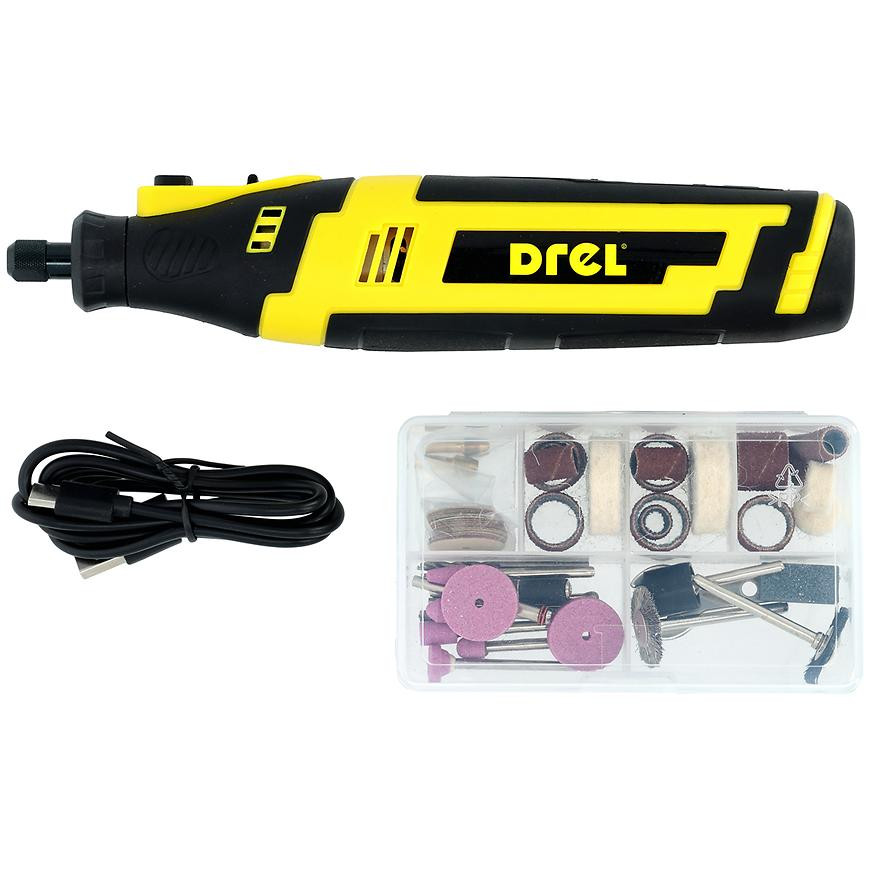 Mini 8V akumulátorová bruska kufřík a 60 ks příslušenství