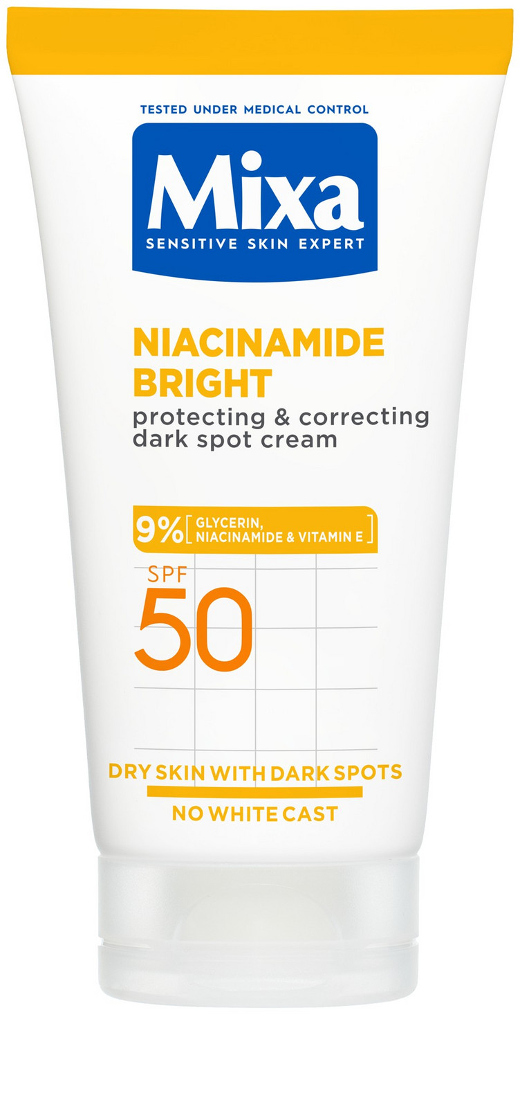 MIXA Niacinamide Bright Ochranný a korekční krém proti tmavým skvrnám s SPF 50 50 ml