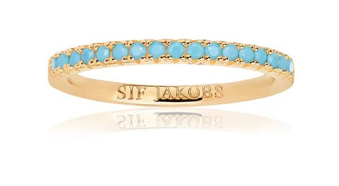Sif Jakobs Stříbrný prsten s kamínky tyrkysu Ellera SJ-R2869-TQ-YG 50 mm
