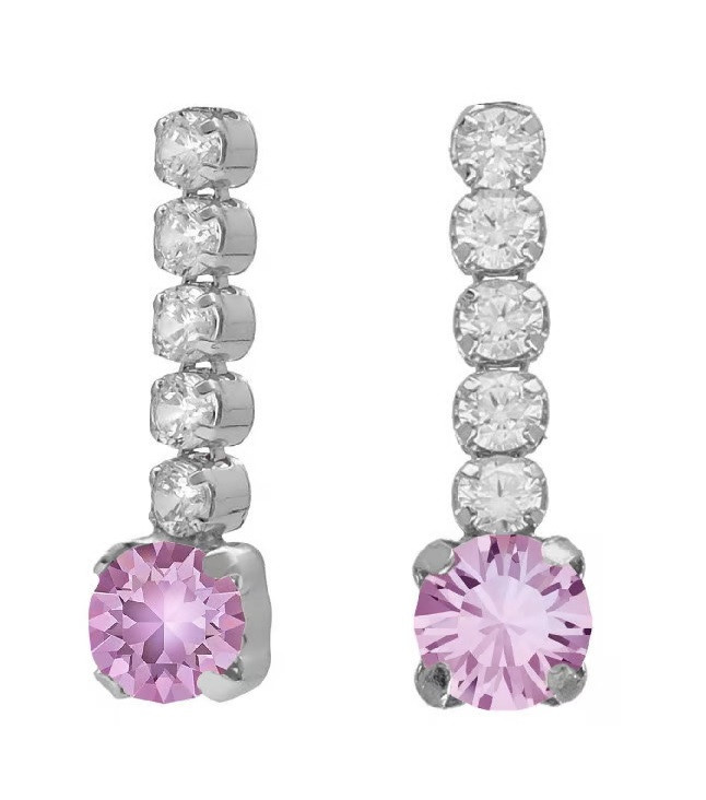 Victoria Cruz Třpytivé visací náušnice s růžovým krystalem Shine A4669-31HT