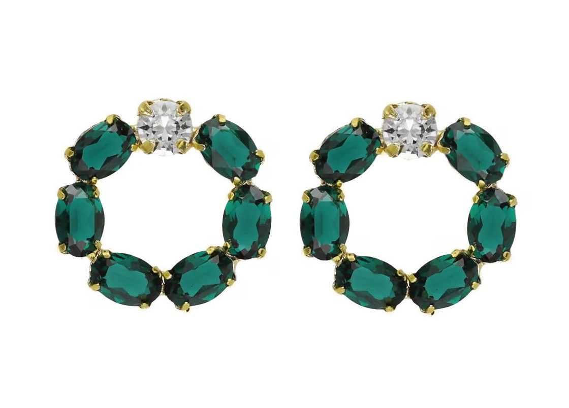 Victoria Cruz Oslnivé náušnice se zelenými krystaly Harmony A4688-20DT