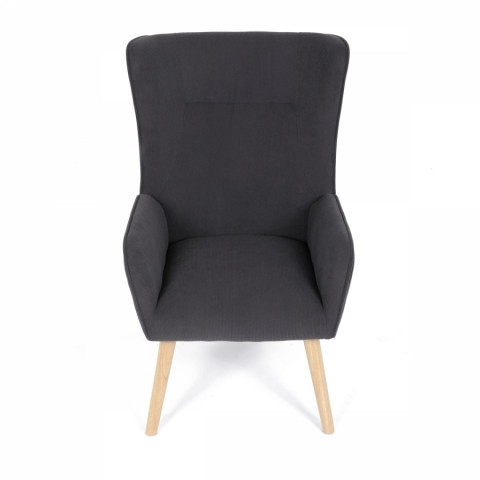 Křeslo ušák potah šedá manšestrová látka dřevěné nohy masiv AK-314 GREY2 Autronic