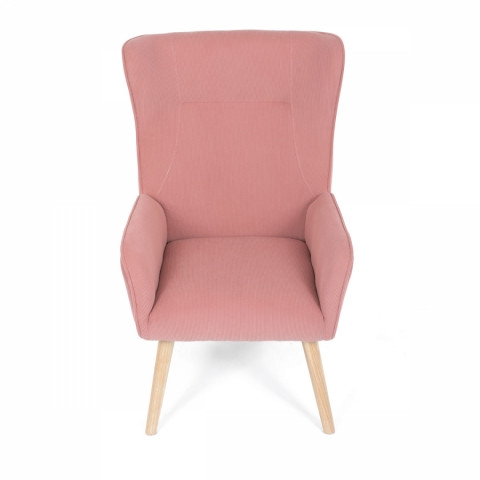 Křeslo ušák růžová manšestrová látka dřevěné nohy masiv AK-314 PINK2 Autronic