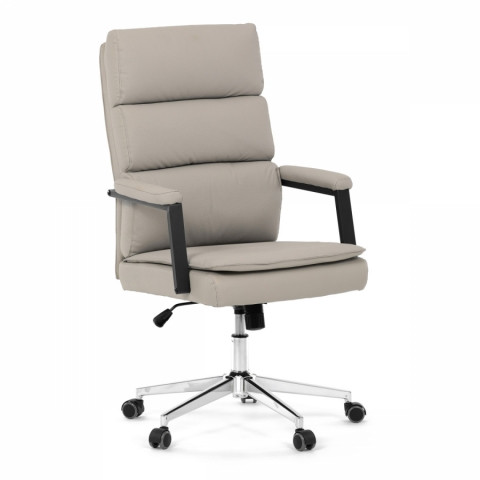 Židle kancelářská, stříbrná ekokůže, kříž kov chromový, houpací mechanismus, čalouněné područky KA-D8104 SIL KA-D8104 SIL Autronic