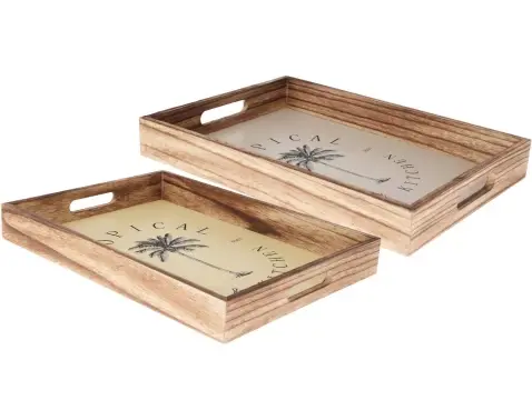Servírovací podnos (sada 2 ks) dřevo paulovnie