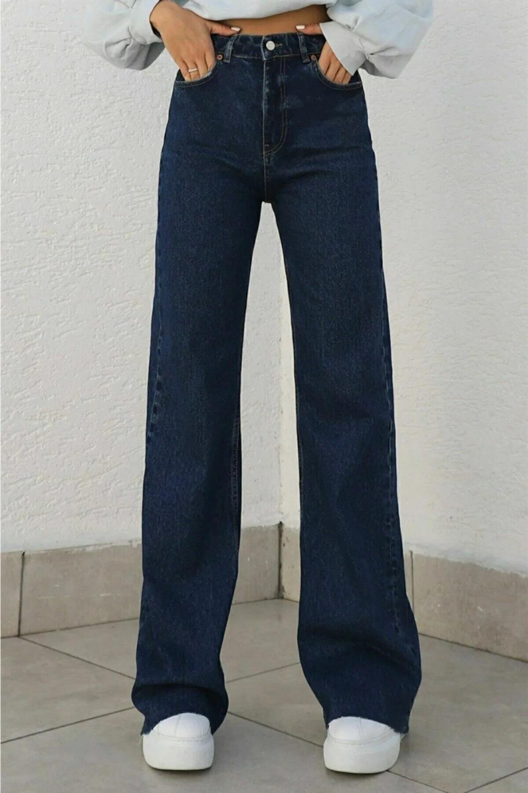 17413 Dewberry Loose Women Jeans-NAVY