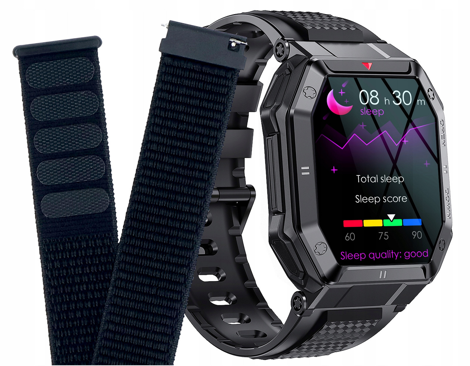 Chytré Hodinky pánské GlacierX Trail Velká Obálka Hovoru Pl Černá Řemínek