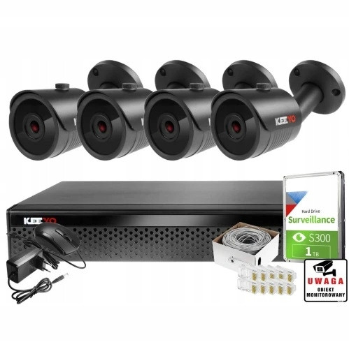 Sada pro monitorování ip 4 černých kamer 5MPx