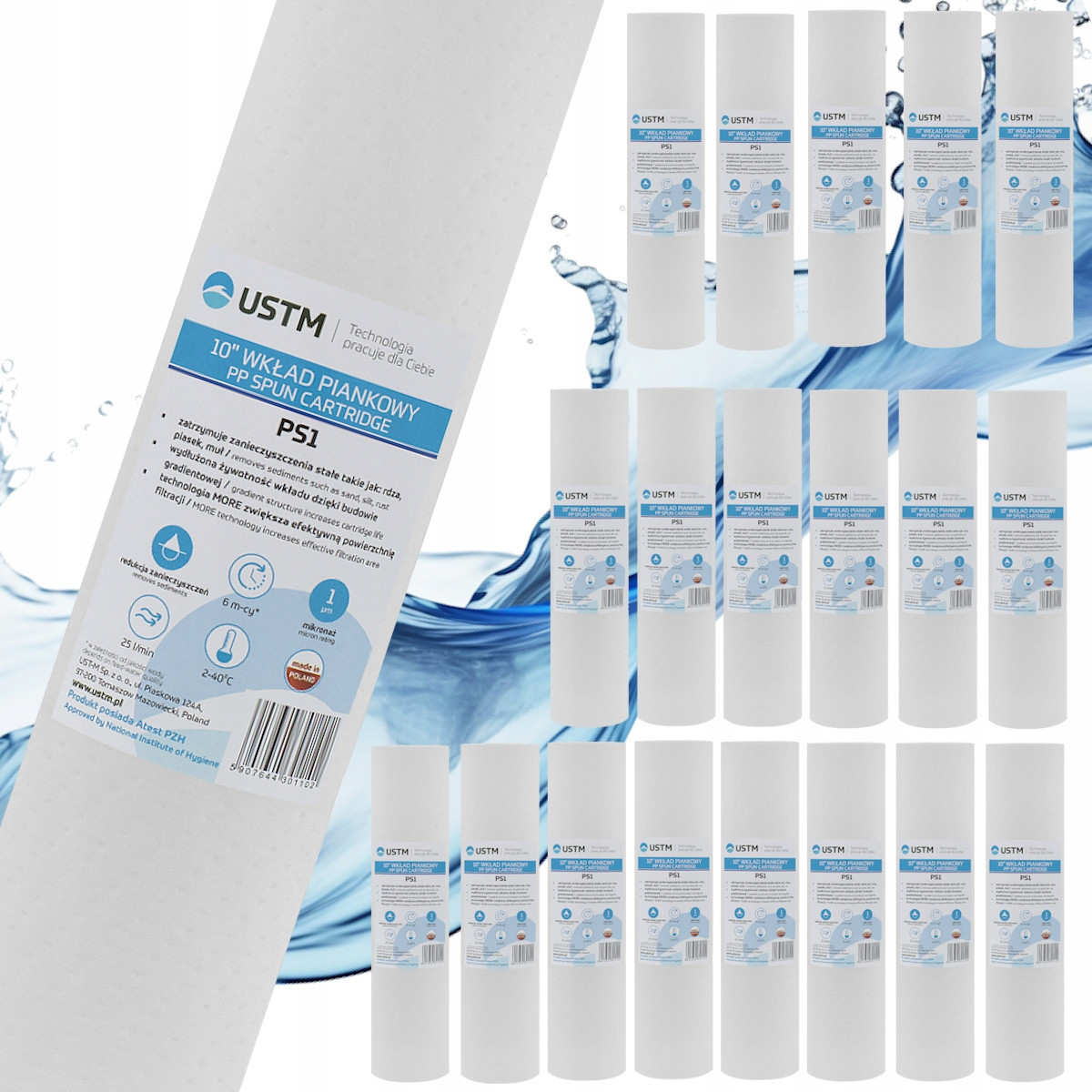 20x Náplně pěnové filtry do vody 1 mikron Ustm 10