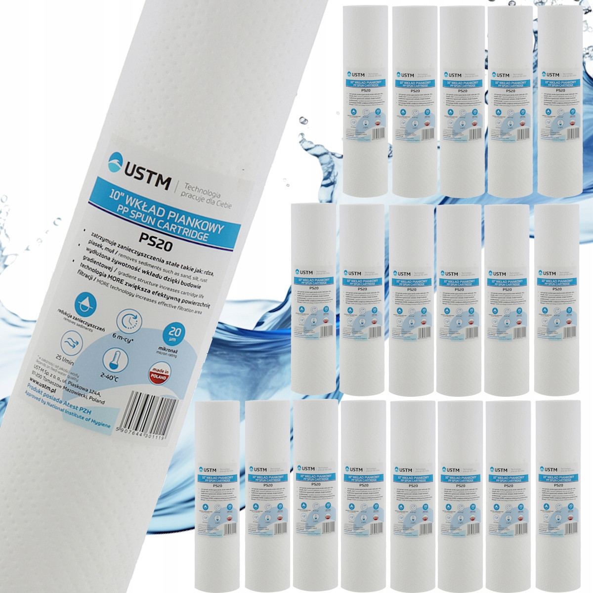 Sada 20 ks vložky do vodního filtru pěnové 20 mikronů 10