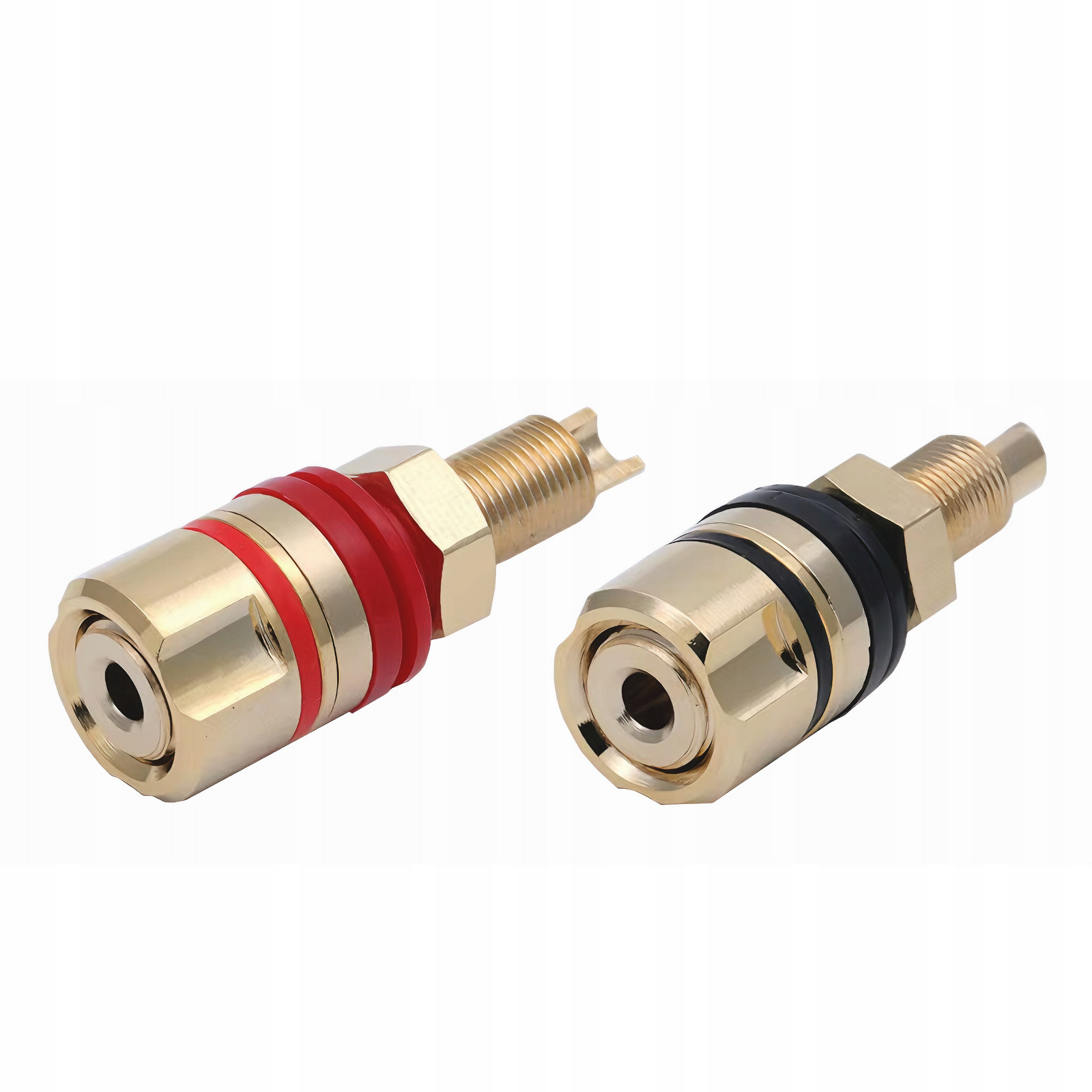 2x banánkové reproduktorové zásuvky 4mm pájené hi-end pozlacené stereo hi-fi