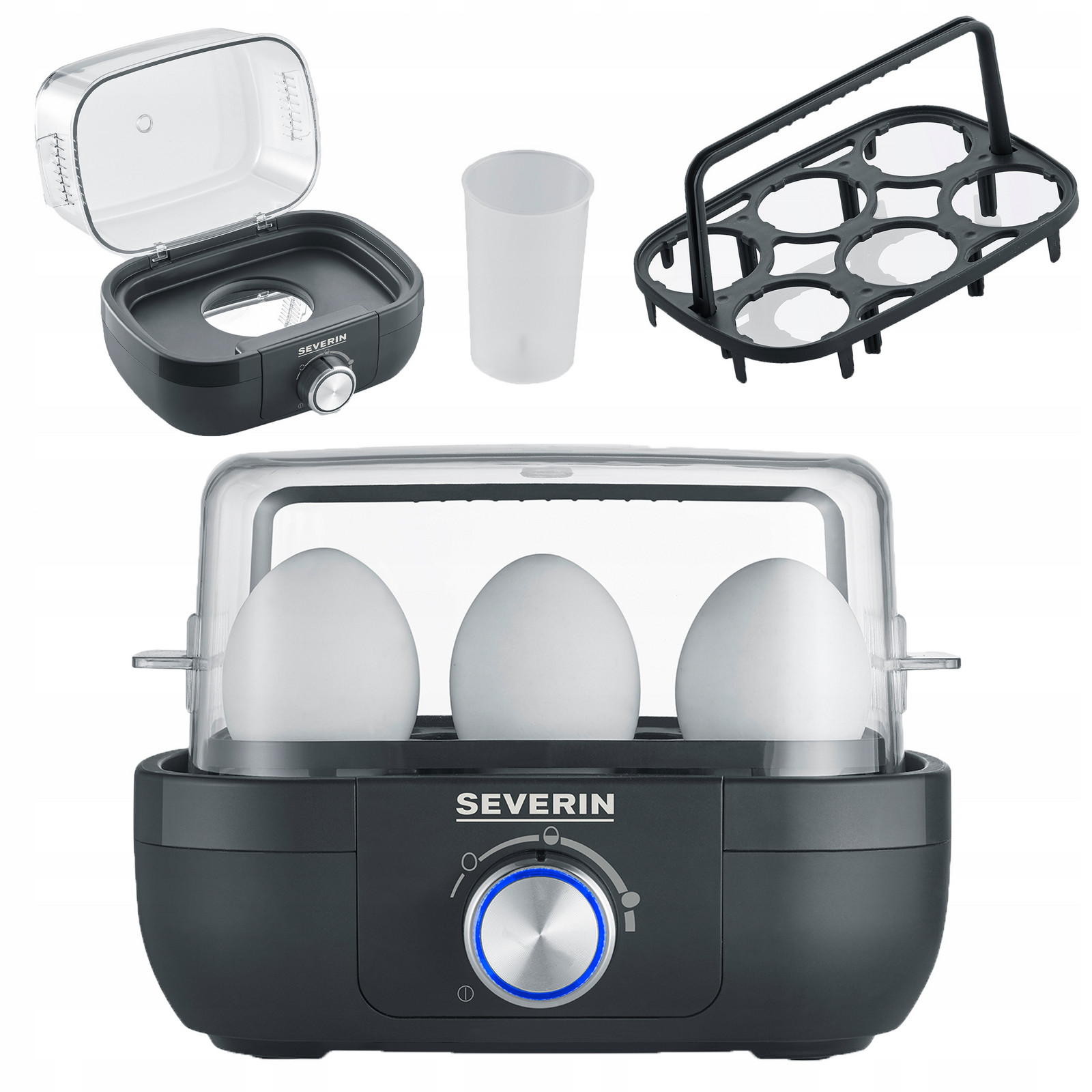 Vařič Vajec pro vaření 6 vajec 3 stupně tvrdosti naměkko středně tvrdé