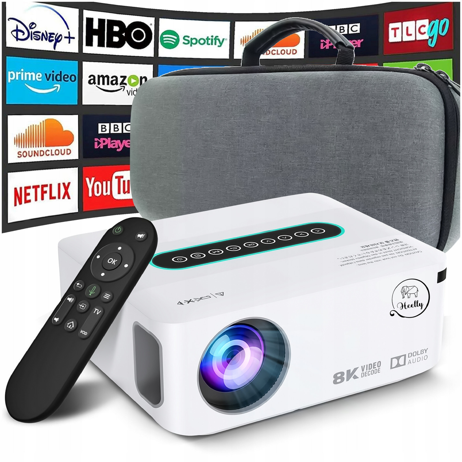 Projektor Android Smart Tv Wifi Full Hd 12000LM 4K Led Bluetooth