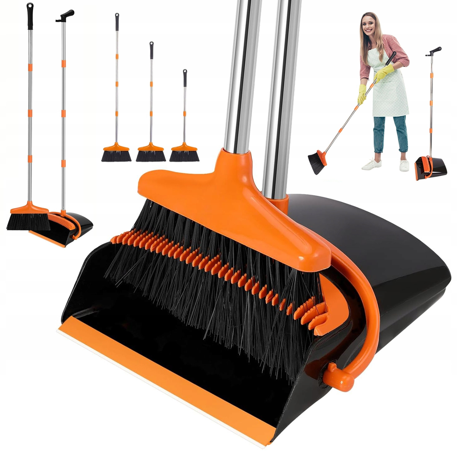 Sada Na Úklid Zametání 2V1 Smeták Lopatka Stahovák Leniuch Hůl