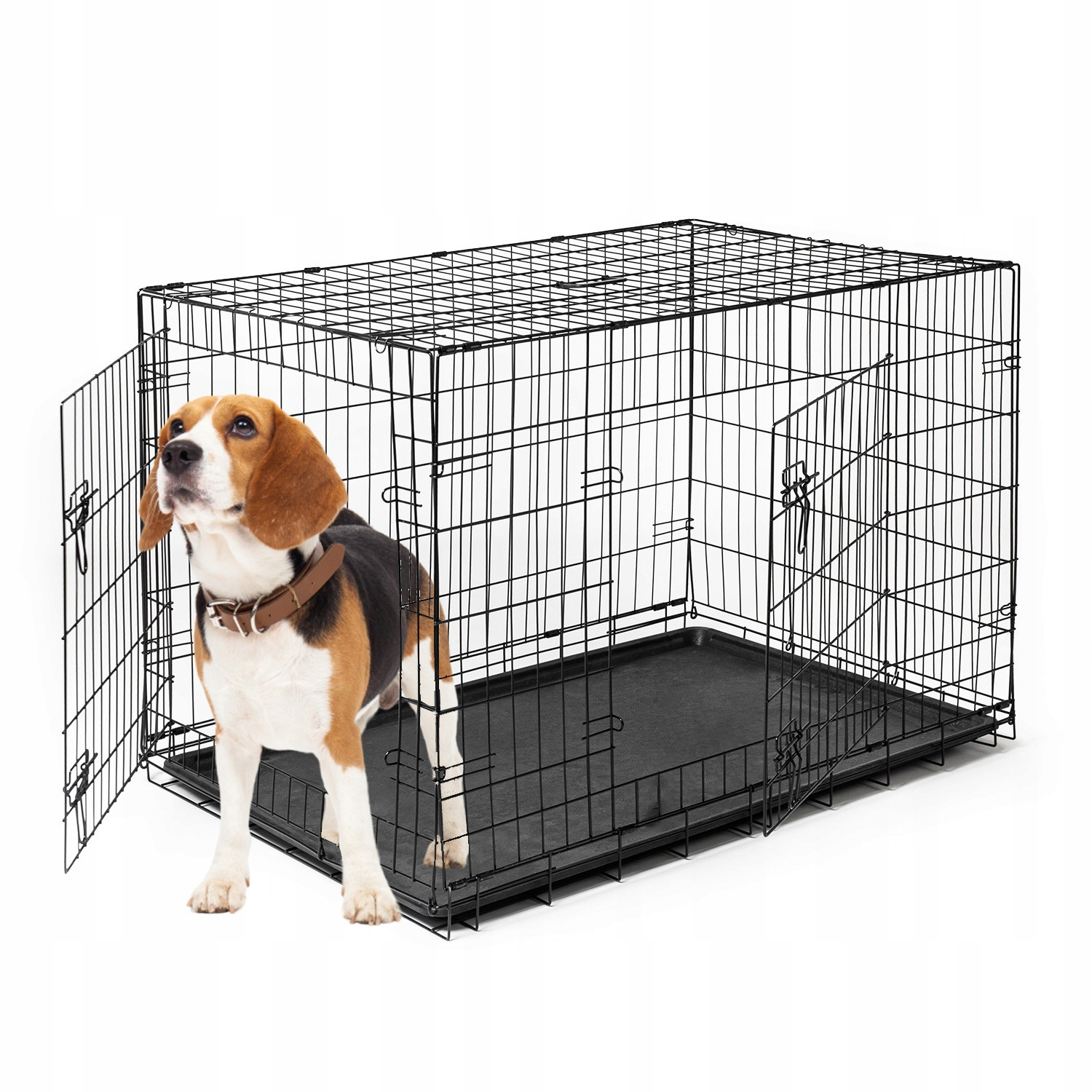 Kennelová Kovová Klec Pro Psa Kočku Velká Přepravka Kotec 89x59x66cm