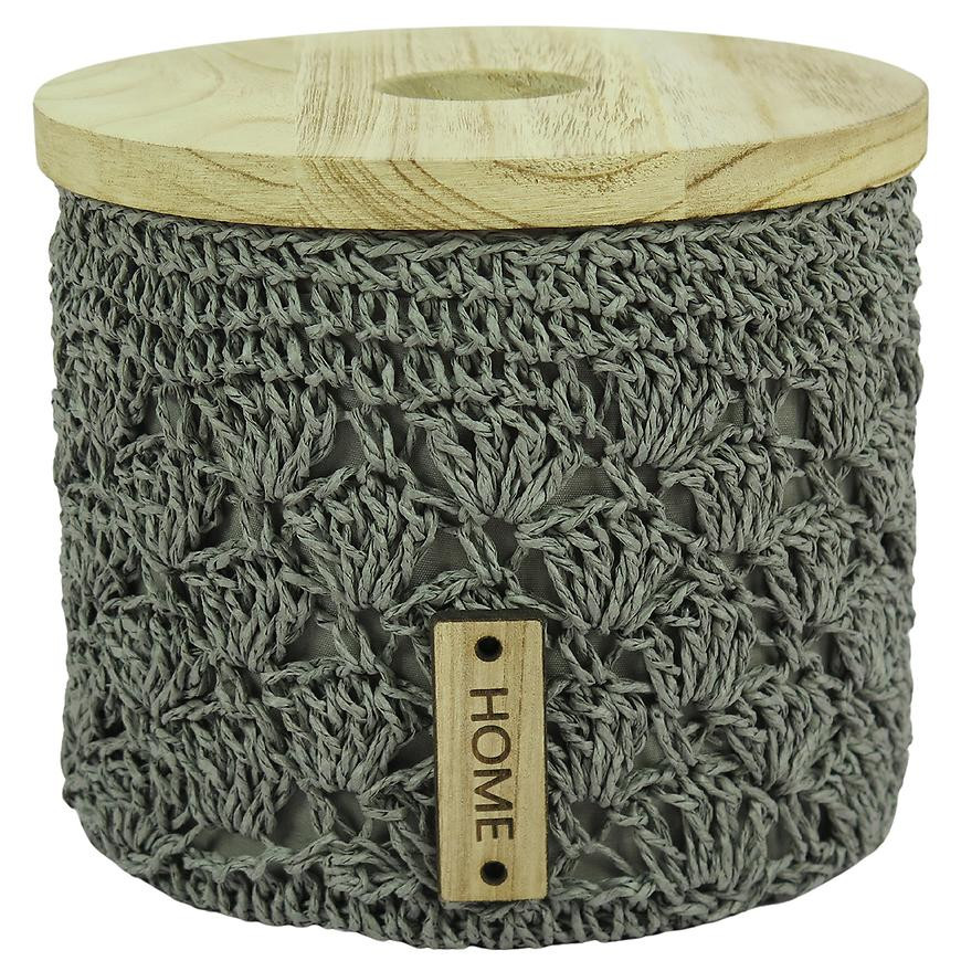 Koš kulatý háčkovaný BXA23-1CD M 21CM H18CM