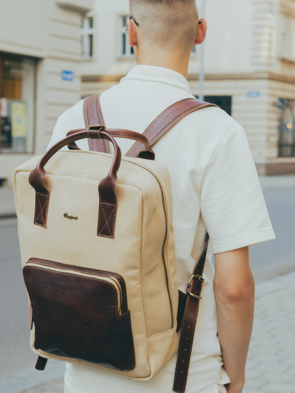 Bagind Kampus Canvas Laté Batoh Béžová