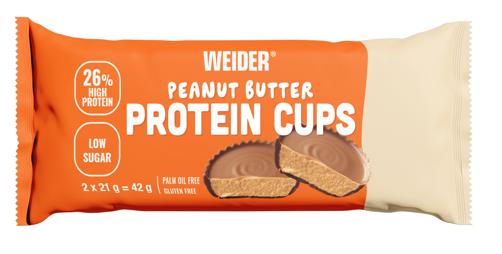 Weider Protein Cups 2 x 21 g, proteinové koláčky s arašídovým máslem, Peanut Butter