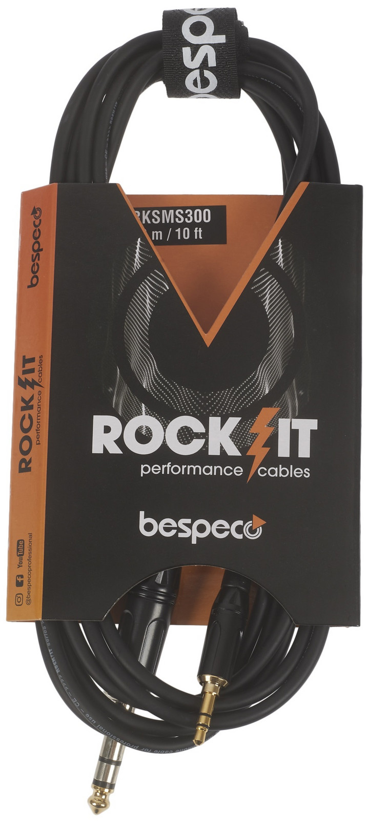 Bespeco ROCKIT Stereo Cable Jack 3,5 TRS - Jack TRS 3 m (rozbalené)