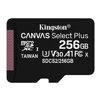 Kingston paměťová karta Canvas Select Plus, 256GB, micro SDXC, SDCS2/256GBSP, UHS-I U1 (Class 10), A1