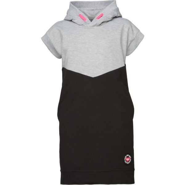 Lewro AIZAN Dívčí krátké šaty s kapucí, šedá, velikost